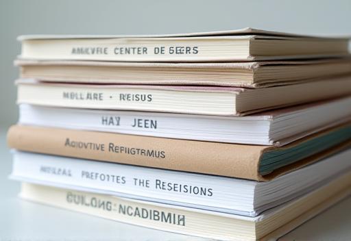 Stack of educational books or reports
